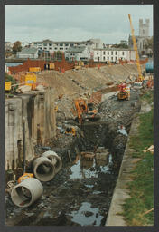 Various shots of landmark sites in Limerick City, shots of construction of Sarsfield Lock - box file labelled "Limerick City"