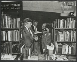 Jim Kemmy, Kieran R. Byrne and Pat Kelly at Vanessa Parkers Bookstall at the Liberty Book Fair in the Foundation Building at the University of Limerick