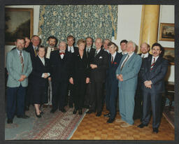 Photos of an event in Plassey House, Photographs of Porters with Dr Walsh in November 1997, material from Dr Ed Walsh's Greek Classics Lecture in October 1996