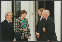 Roger G.H. Downer Greeting Individuals at Plassey House at the University of Limerick