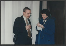 Patrick Kelly with a Journalist at the "LIS Topping Out March 97" at the University of Limerick